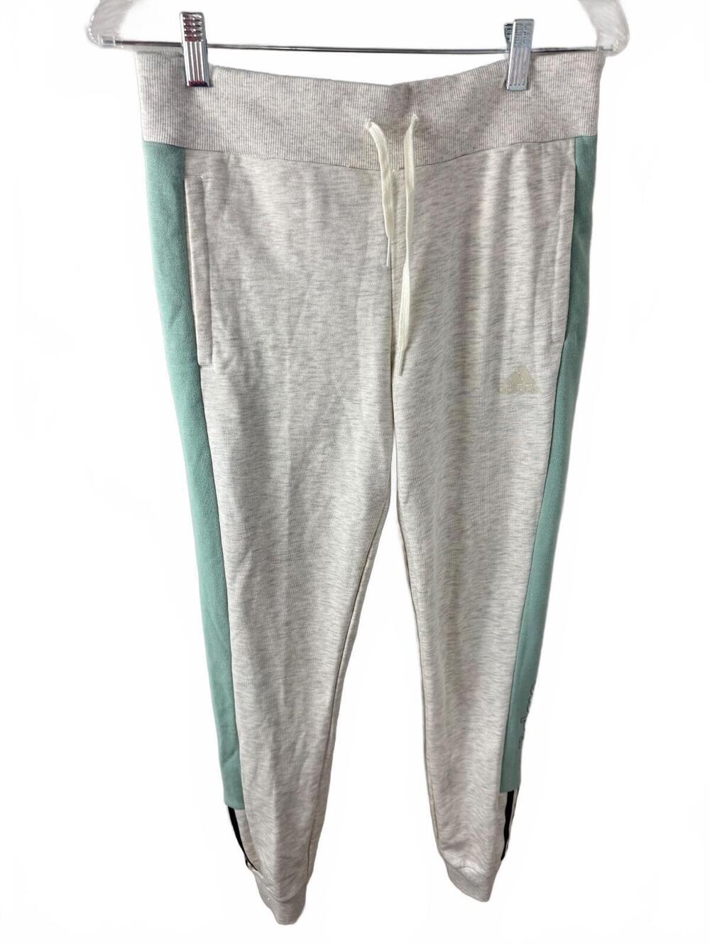Adidas Women's Light Gray and Mint Green Athletic Jogger Pants Size Small